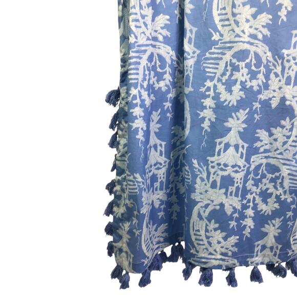 Pine Cone Hill Cover Up Womens XS/S Blue Fine Linens Cotton Tassels Dress Beach - Picture 5 of 10